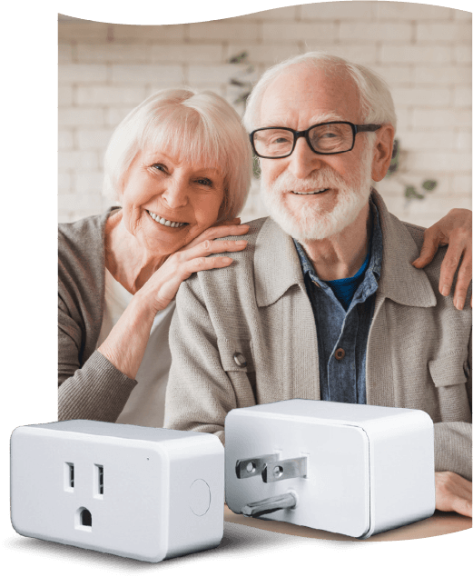 Older couple smiling together at home